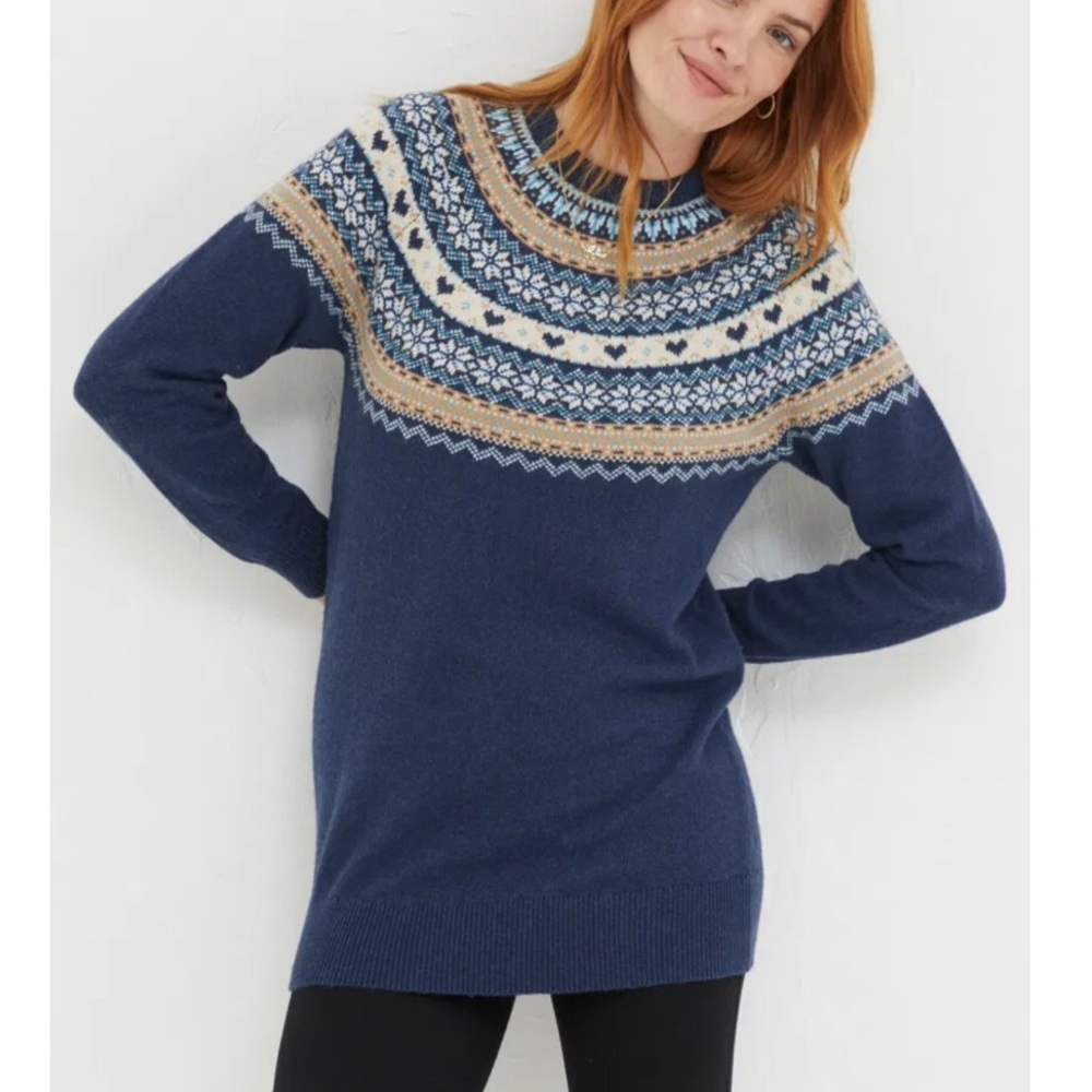Fat Face Blue Fair Isle Sweater S
